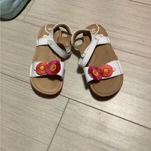 Stride Rite White Sandals with Pink Floral Accents